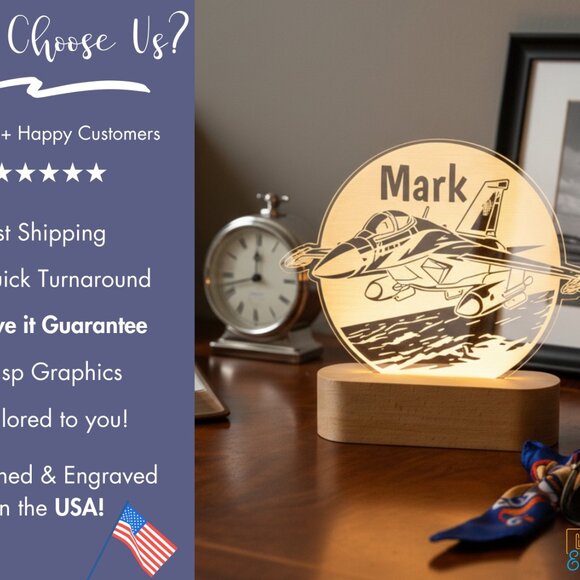 Jet Airplane Custom Name Lamp • Personalized LED Cloud Decor • Kids Gift - Picture 4 of 8
